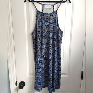 French Grey Melcy Brushed Knit Blue and White Halter Sundress